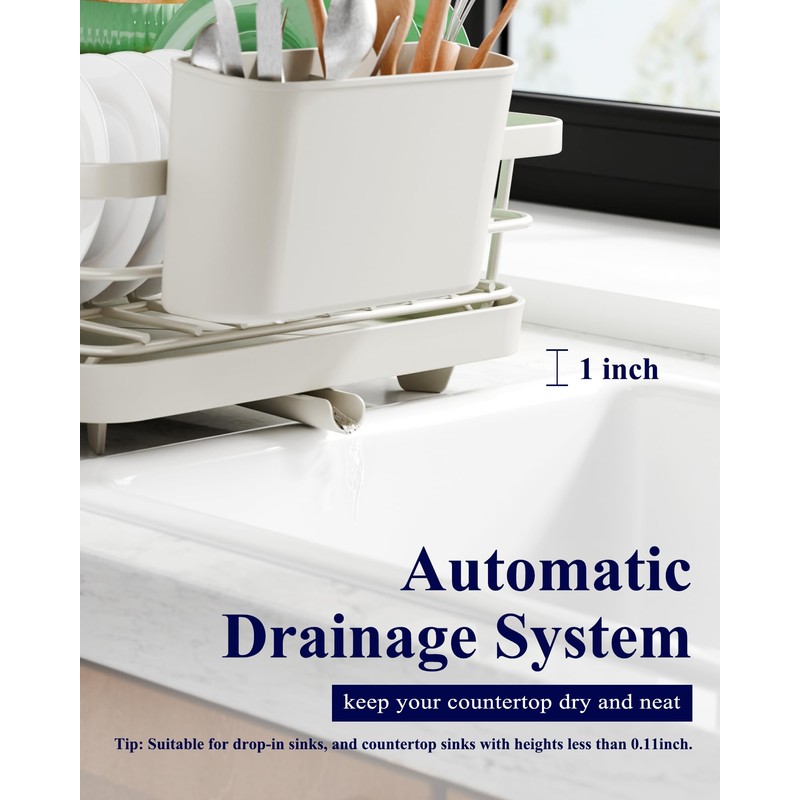 Kitsure Dish Drying Rack - Compact Dish Rack with Utensil