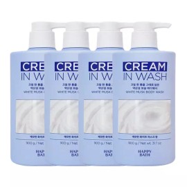 Happybath [해피바스]해피바스 크림인 로션 화이트머스크 바디워시 900g x4 Happybath Happybath Cream in Lotion Whitening Musk Body Wash 900g x4 [Single item/Sold separately]