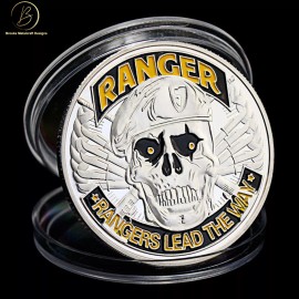 Unbranded Army Rangers Lead the Way Silver Challenge Coin