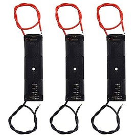 WAYLLSHINE 3Pcs 1 x 1.5V AA Battery Spring Clip Black Plastic 1 x 1.5V AA Battery Case Holder Box Black Red Wire Leads