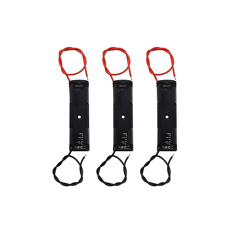 WAYLLSHINE 3Pcs 1 x 1.5V AA Battery Spring Clip Black