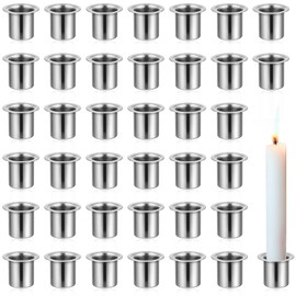 Sliner 150 Pcs Hanukkah Metal Candle Holders Aluminum Candle Holders Bulk Metal, 0.59 x 0.46 Inch Candle Holder Metal Candle Inserts to Prevents Wax Dripping for Lamp Candle Making Projects, Silver