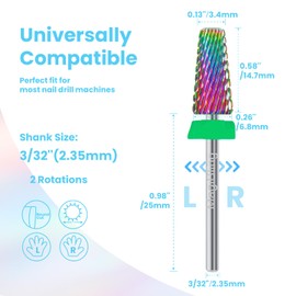 MagiBling 5 in 1 Tapered Barrel Nail Drill Bits, 3/32'' Safety Tungsten Carbide Bits, Two-way Rotation, Suitable for Manicure Pedicure Cuticle Gel Polishing, Technicians Bits, Grit: Coarse.