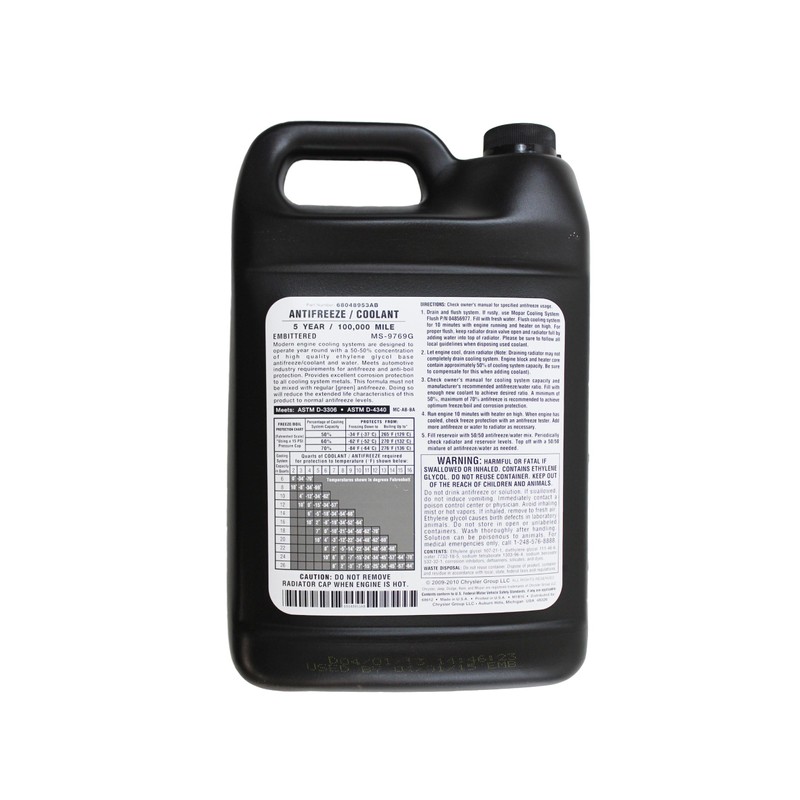 Genuine Mopar Parts 68048953AC Antifreeze/Coolant - 1 Gallon Bottle