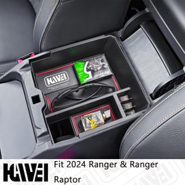 HGWEI Center Console Organizer Tray Compatible with 2024 Ford Ranger & Ranger Raptor Interior Accessories, Coin Container Armrest Storage Box(Electric handbrake Version), Red