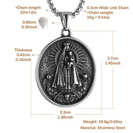 HZMAN Double Sided Stainless Steel St Joseph Necklace for Men Women Religious Saint Joseph Cross Christian Medal Amulet Pendant Jewelry Gift, Stainless Steel, No Gemstone