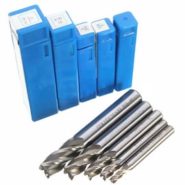 5 Pieces HSS End Mill CNC Lathe Straight Shank, 4 Flute Spiral Cutter Cutting End Mill Set Drill End Mill Cutter Bit 4/6/8/10/12 mm