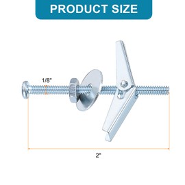 sourcing map Toggle Bolt Wing Nut Assortment Kit, 50 Sets 1/8x2 Inch Butterfly Toggle Anchors with Wing Nuts, Hex Nuts, Washers, Hollow Drywall Anchors