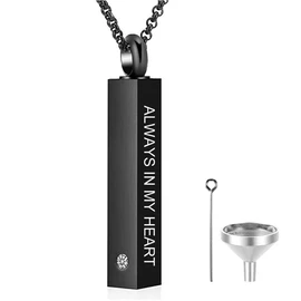 Urn Necklace for Ashes for Women Men Bar Cremation Jewelry Minimalist Ashes Necklace Vertical Stainless Steel Memorial Ash Holder, Black