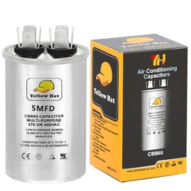 Capacitor for Air Conditioner 5 uf MFD 370 or 440 Volt VAC, Multi-Purpose Round Capacitor-2 Year Warranty