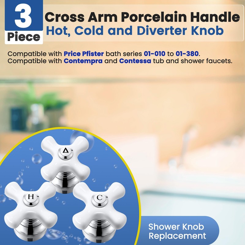Enhon 3 Pcs Porcelain Handle Set, Compatible with Price Pfister