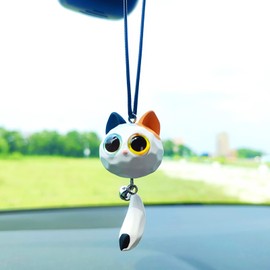 Cat Car Accessories Car Hanging Ornament, Colorful Big-Eyed Cat with Small Bells Cute Car Charms, Car Hanging Accessories Car Decor Rear View Mirror Accessories, Lovely Table Lamp Pendant