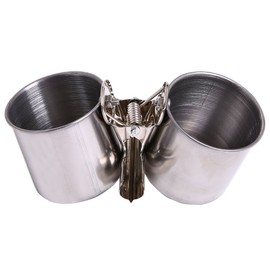 Stainless Steel Parrot Parakeet Cockatiel Food Water Bowl Pet Bird Cage Hanging Hook Feeding Double Cups Bowl Clip Stand Perch Birdcage Stand Accessories