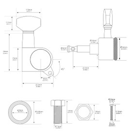 Banworks 3L3R Guitar Locking Tuning Pegs 18:1 Ratio Sealed Guitar String Tuning Keys Machines 3x3 with 45 Degree Fixing Tag for Les Paul LP SG Electric or Acoustic Guitar Pack of 6 JT/ZSJXQ-04 Chrome