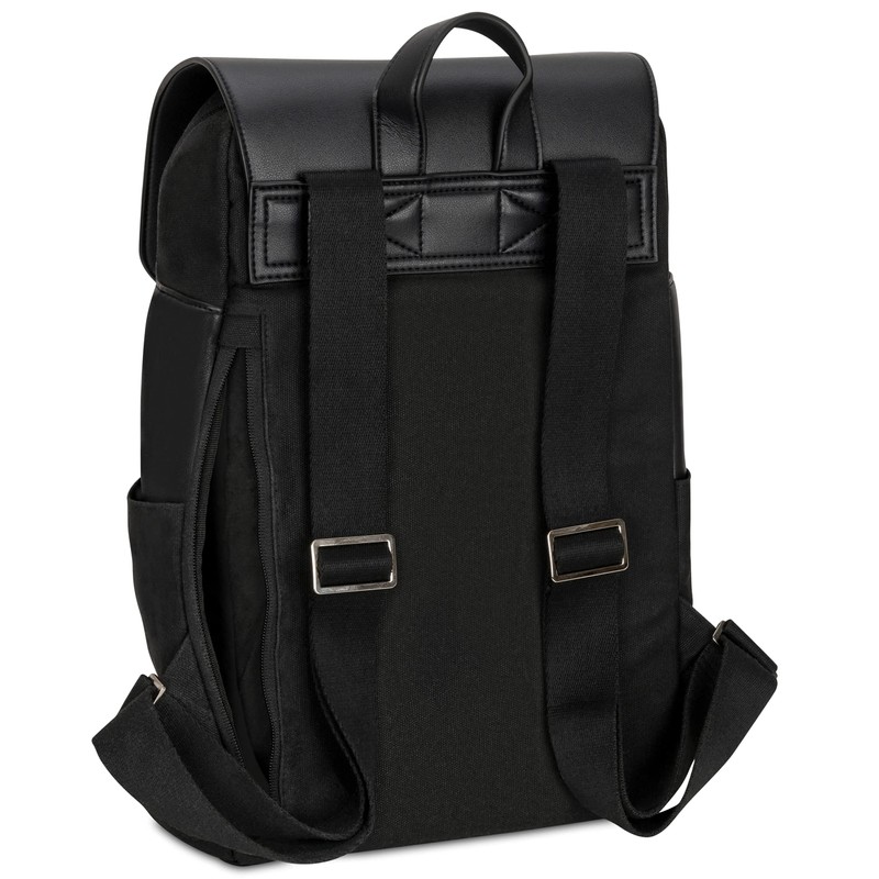 Expatrié Backpack Women Cotton Canvas & Vegan PU Leather Black