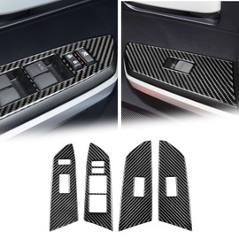 BLAKAYA Compatible with Carbon Fiber Window Lift Switch Control Panel Cover Decoration Sticker for Toyota Tundra 2014 2015 2016 2017 2018 2019 2020 2021 (4PCS Black)