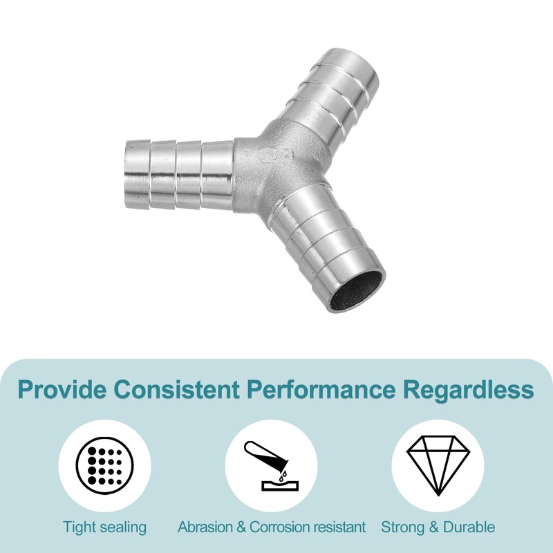 uxcell 1" Y Shape Hose Barb Pipe Fitting, 304 Stainless