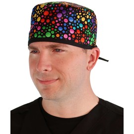 Sparkling EARTH Multi Color Dots Unisex Classic Surgical Style Scrub Working Cap - 100% Cotton - Made in The USA!