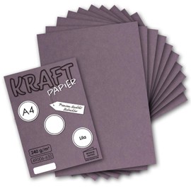 25x Vintage Kraft Paper in Purple - DIN A4 21 x 29.7 cm - 210 x 297 mm - 240 g/m² natural recycled paper, ecological craft cardboard single card - UmWelt by GUSTAV NEUSER