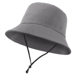 NOEMIN Men's Bucket Hat - Oversize XL/XXL/XXXL Quick Dry Fisherman Hat Lightweight Sun Protection Foldable Adjustable with Chin Strap for Beach Travel and Outdoor Activities Gray