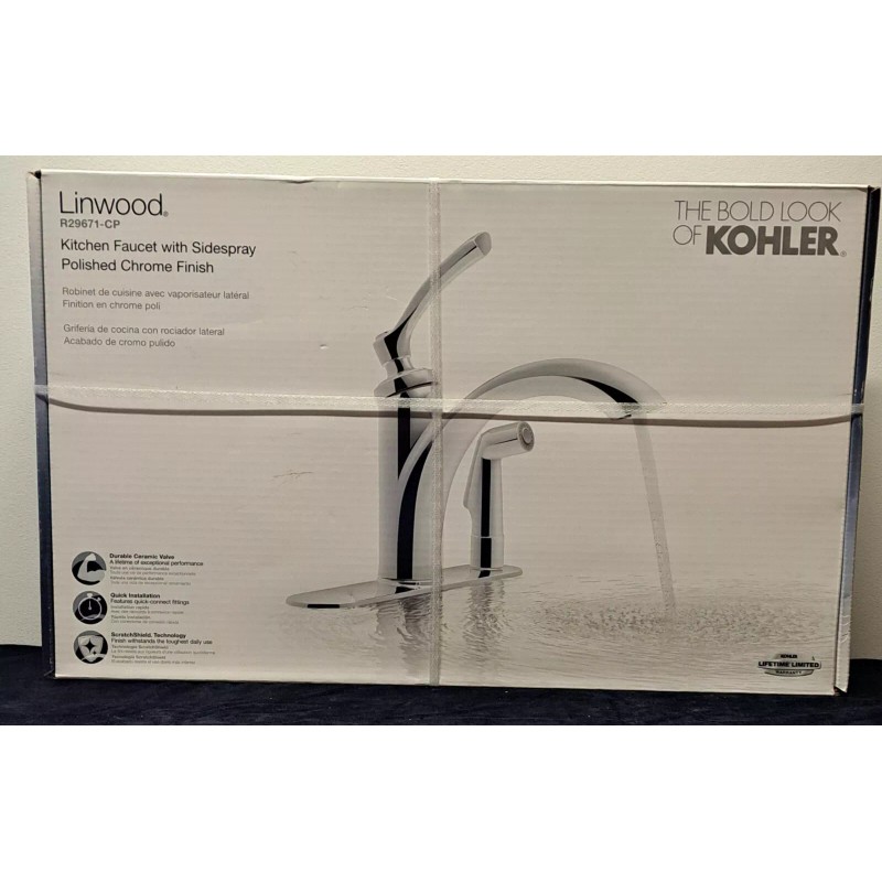 KOHLER Linwood Kitchen Faucet With side spray chrome polished R29671-CP