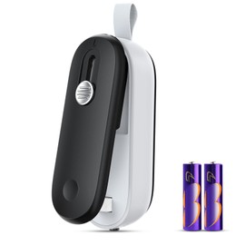 FEPPO Mini Bag Sealer, 2 in 1 Bag Sealer Heat Seal with Cutter, Portable Vacuum Sealer Handheld Bag Resealer Machine with Lanyard for Plastic Bags Food Snack Storage (Batteries Included)