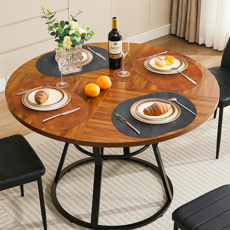 Pixieora Faux Leather Placemats and Coasters, Washable Reversible Oval Placemats