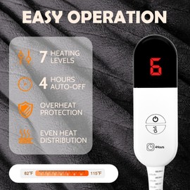 Wearable Heated Throw Blanket, Electric Heated Wrap Poncho Shawl & Hoodies with Pockets, 7 Heating Levels & 4 Hours Time Settings, Machine Washable with ETL Certification 40" x 70", Gray