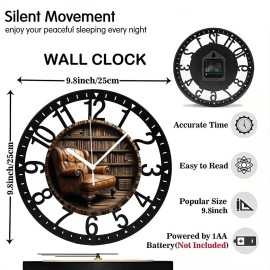 25cm Circular Iron Wall Clock with a Modern Perforated Metal Centersheet size: 10 inch, color: Black