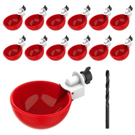 12 Packs Professional Chicken Waterer Cups,Large Automatic Chicken Water Feeder Suitable for Chicks, Duck, Goose, Turkey and Bunny Poultry Water Feeder Kit with Mounting Hole Opener
