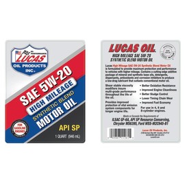 Lucas Oil Synthetic Blend High Mileage SAE 5w-30 Motor Oil_ API SP 1 Quart (Pack of 6)