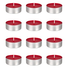 Mega Candles 12 pcs Unscented Red Oversize Tea Lights Candle, Pressed Wax Candles 12 Hour Burn Time, Home Décor, Wedding Receptions, Baby Showers, Birthdays, Celebrations, Party Favors & More