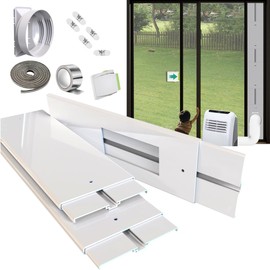 Gulrear Max 95"Sliding Door Air Conditioner Vent Kit with Security Lock & 2 weather strippings Energy Saving Airtight Universal 5.0/5.9 Inch AC Hose Coupler Portable AC Balcony Door Plates kit