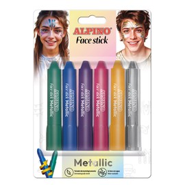 Alpino MAKEUP SET - 6 METALLIC COLOURING PENCILS | EASY TO USE ON 5G STICK | SOFT AND CREAMY TEXTURE |