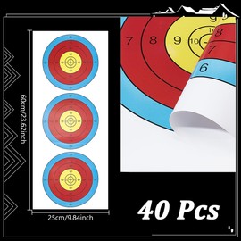 NBEADS 40Pcs Targets Paper, Archery Target Practice Accessories 3 Spot Archery Vertical Targets Bow Targets for Hunting Backyard Target Competition Shooting Archery Accessories, 24×10 inch