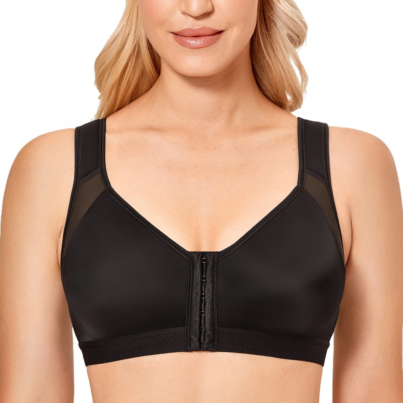 DELIMIRA Women's Front Closure Posture Wireless Back Support Full Coverage