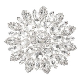 PATIKIL 4.3 Inch Rhinestone Patches, Flower Shape Applique Patches Rhinestone Applique Glitter Crystal Patches for Shoes Clothes Pants Bags Hats Shirts DIY, White Silver