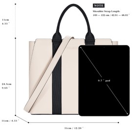 molshine Women's Colorblock Medium Tote Bag, Casual Satchel Shoulder Bag Briefcase for Lady Work Office Travel (Beige & Black)