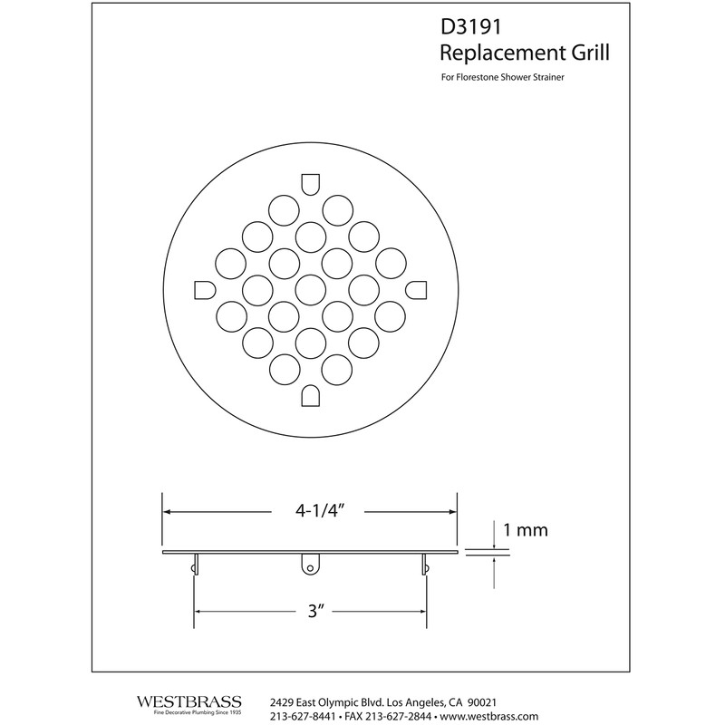 Westbrass Florestone Snap-In Shower Strainer, Polished Chrome, D3191-26