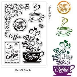 craspire Coffee Clear Stamps Coffee and Coffee Cups Transparent Silic1 Stamp Rubber Stamp for Scrapbooking Birthday Photo Album Thanksgiving Card Making 4.3 x 6.3 x 0.1 Inches