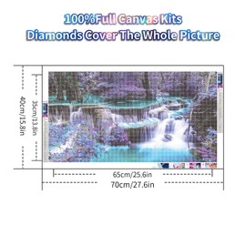 YALKIN Square 5D Diamond Painting Kits for Adults, Waterfall Large Diamond Art Kits Full Drill Diamond Painting Kit for Adult Beginners, DIY Crystal Picture Art for Home Wall Decor 40x70CM/15.8x27.6in