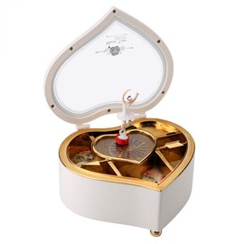 MAGT Music Box, Heart Shaped Ballerina Music Boxes, Jewellery Box, Spinning Music Box for Girls, Christmas, Birthday Gift