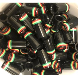 The Golf Club Trader (12) Premium Quality Iron Ferrules Black w/ Red, Yellow & Green Rasta Rings 1”