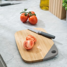 BergHOFF Balance Bamboo Small Cutting Board 11" x 8" x 1", Recycled TPE Handle, Hanging Loop, Optimal Drying, Heavy Duty For Kitchen/Cooking Meal Prep, Reversible, Gray