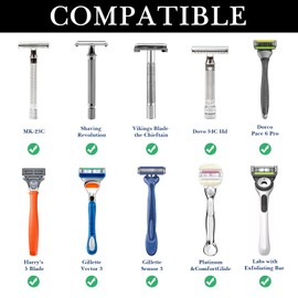 Linkidea Acrylic Men's Razor Stand, Stable Bathroom Holder for Safety Razors, Easy Clean, Compatible with Viking Blade Chief & Shaving Revolution Razors (Black)