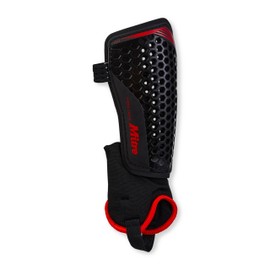 Mitre Aircell Football Ankle Protection Shin Pads | Extremely Breathable | Lightweight Shin Guard, Black/Red, M