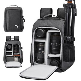 Golkcurx Camera Bag for DSLR/SLR Cameras，Camera Backpack Waterproof for Photographers Dark Grey S