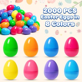 V-Opitos 1000 Pack Easter Plastic Eggs, Bulk 2.4'' Empty Easter Eggs in 8 Colors, Hinged Fillable Eggs for Easter Egg Hunt, Surprise Eggs, Basket Stuffers Fillers, Easter Party Favor for Kids