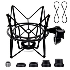 SUUNTOK Microphone Shock Mount Universal Mic Holder Spider Recording Mic Shockmount Stand Compatible with Many Condenser Mics Like Rode NT1-A NT2-A Procaster AT2020 MXL 990 770 U87 (Black)