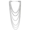 Silver Color Statement Necklace Waterfall Multi-Strand Curb Link Rolo Chains,